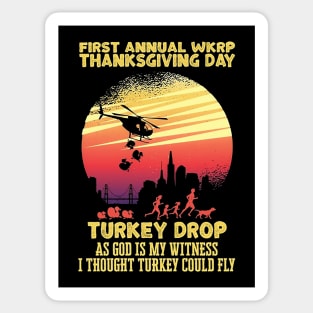 WKRP Turkey Drop Bubbly Sticker